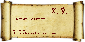 Kahrer Viktor névjegykártya